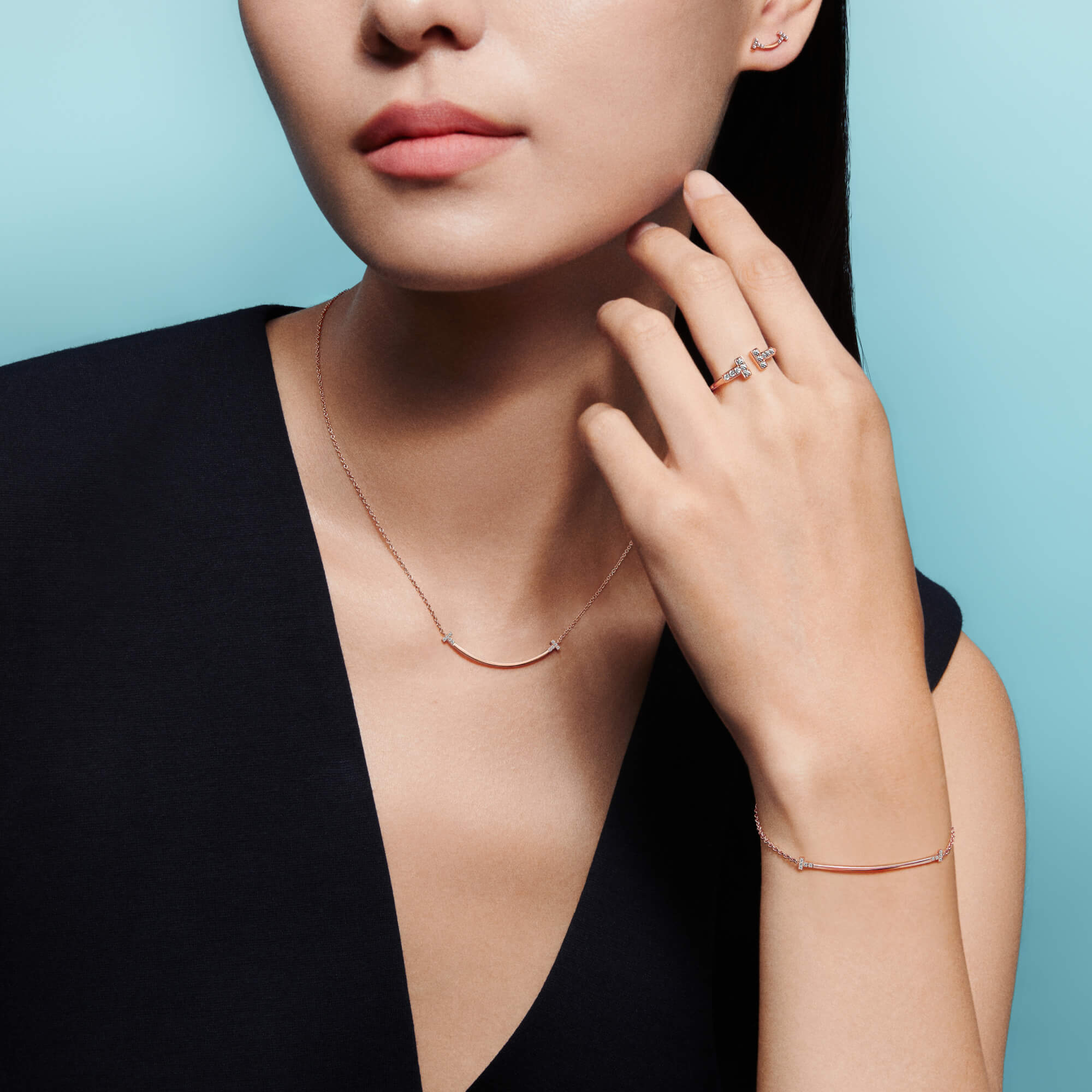 티파니 스마일 목걸이,스몰 하프파베 상세 이미지